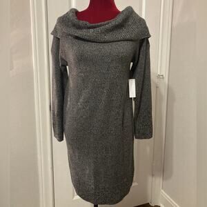 NWT NY&C Sweater Dress Knitted Cowl Neck Gray Women’s Small